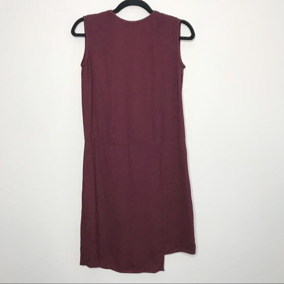 Tibi Size 0 Drapy Crepe Wrap Dress Burgundy Red Asymmetrical Hem Cocktail - Picture 2 of 8